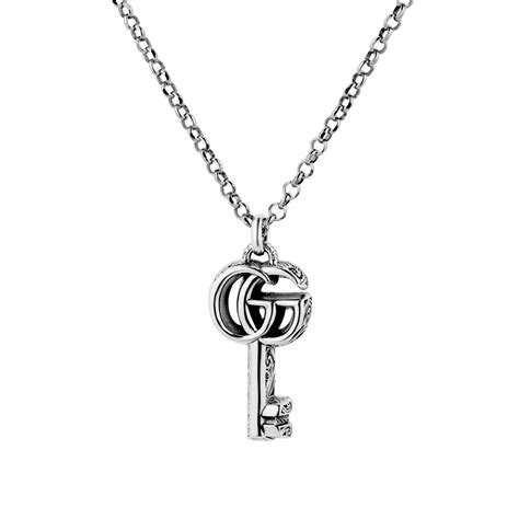 gucci lock and key necklace|g silver necklace.